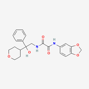 molecular formula C22H24N2O6 B2792484 N1-(benzo[d][1,3]dioxol-5-yl)-N2-(2-hydroxy-2-phenyl-2-(tetrahydro-2H-pyran-4-yl)ethyl)oxalamide CAS No. 2034240-11-2