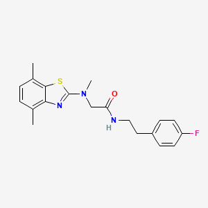molecular formula C20H22FN3OS B2792493 2-((4,7-dimethylbenzo[d]thiazol-2-yl)(methyl)amino)-N-(4-fluorophenethyl)acetamide CAS No. 1351613-61-0