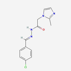 molecular formula C13H13ClN4O B2792495 (E)-N'-(4-chlorobenzylidene)-2-(2-methyl-1H-imidazol-1-yl)acetohydrazide CAS No. 849027-20-9