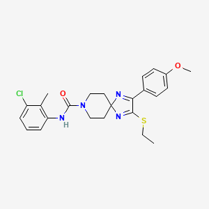 molecular formula C24H27ClN4O2S B2792496 N-(3-chloro-2-methylphenyl)-2-(ethylthio)-3-(4-methoxyphenyl)-1,4,8-triazaspiro[4.5]deca-1,3-diene-8-carboxamide CAS No. 894889-23-7