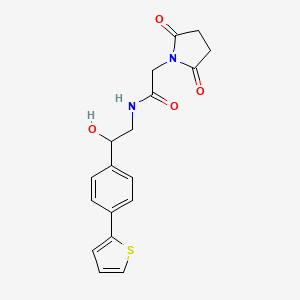 molecular formula C18H18N2O4S B2792508 2-(2,5-Dioxopyrrolidin-1-yl)-N-[2-hydroxy-2-(4-thiophen-2-ylphenyl)ethyl]acetamide CAS No. 2380194-09-0