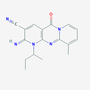 molecular formula C17H17N5O B2792510 1-(sec-butyl)-2-imino-10-methyl-5-oxo-2,5-dihydro-1H-dipyrido[1,2-a:2',3'-d]pyrimidine-3-carbonitrile CAS No. 609794-54-9
