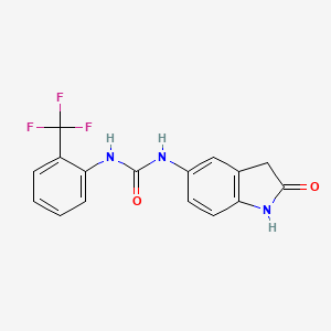 molecular formula C16H12F3N3O2 B2792514 1-(2-Oxoindolin-5-yl)-3-(2-(trifluoromethyl)phenyl)urea CAS No. 1207055-85-3