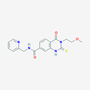 molecular formula C18H18N4O3S B2792515 3-(2-methoxyethyl)-4-oxo-N-(pyridin-2-ylmethyl)-2-thioxo-1,2,3,4-tetrahydroquinazoline-7-carboxamide CAS No. 422273-60-7
