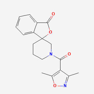 molecular formula C18H18N2O4 B2792519 1'-(3,5-dimethylisoxazole-4-carbonyl)-3H-spiro[isobenzofuran-1,3'-piperidin]-3-one CAS No. 1706208-44-7