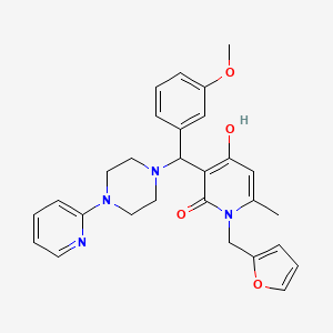 molecular formula C28H30N4O4 B2792544 1-(furan-2-ylmethyl)-4-hydroxy-3-((3-methoxyphenyl)(4-(pyridin-2-yl)piperazin-1-yl)methyl)-6-methylpyridin-2(1H)-one CAS No. 897612-26-9