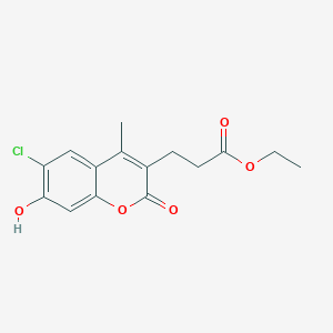 molecular formula C15H15ClO5 B2792547 Ethyl 3-(6-chloro-7-hydroxy-4-methyl-2-oxochromen-3-yl)propanoate CAS No. 858748-45-5