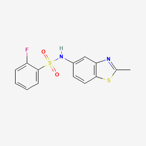 molecular formula C14H11FN2O2S2 B2792557 2-fluoro-N-(2-methyl-1,3-benzothiazol-5-yl)benzenesulfonamide CAS No. 670272-60-3