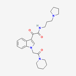 molecular formula C24H32N4O3 B2792562 2-oxo-2-(1-(2-oxo-2-(piperidin-1-yl)ethyl)-1H-indol-3-yl)-N-(3-(pyrrolidin-1-yl)propyl)acetamide CAS No. 872862-42-5