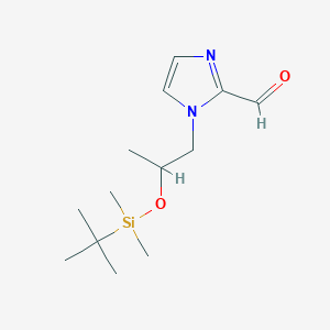 molecular formula C13H24N2O2Si B2792563 1-(2-(tert-Butyldimethylsilyloxy)propyl)-1H-imidazole-2-carbaldehyde CAS No. 1820741-32-9