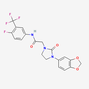 molecular formula C19H15F4N3O4 B2792566 2-(3-(benzo[d][1,3]dioxol-5-yl)-2-oxoimidazolidin-1-yl)-N-(4-fluoro-3-(trifluoromethyl)phenyl)acetamide CAS No. 1286704-51-5