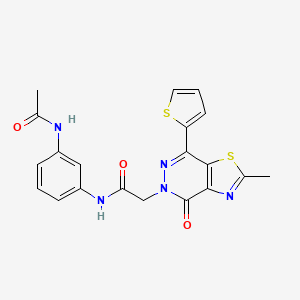 molecular formula C20H17N5O3S2 B2792572 N-(3-acetamidophenyl)-2-(2-methyl-4-oxo-7-(thiophen-2-yl)thiazolo[4,5-d]pyridazin-5(4H)-yl)acetamide CAS No. 941880-62-2