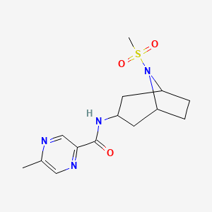 molecular formula C14H20N4O3S B2792589 5-methyl-N-(8-(methylsulfonyl)-8-azabicyclo[3.2.1]octan-3-yl)pyrazine-2-carboxamide CAS No. 2034486-97-8