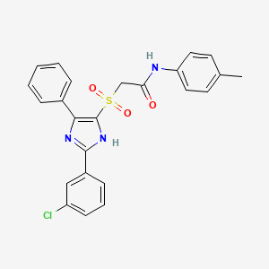 molecular formula C24H20ClN3O3S B2792596 2-((2-(3-chlorophenyl)-5-phenyl-1H-imidazol-4-yl)sulfonyl)-N-(p-tolyl)acetamide CAS No. 866345-39-3
