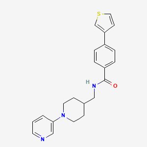 molecular formula C22H23N3OS B2792597 N-((1-(pyridin-3-yl)piperidin-4-yl)methyl)-4-(thiophen-3-yl)benzamide CAS No. 2034283-94-6