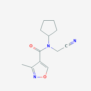 molecular formula C12H15N3O2 B2792599 N-(Cyanomethyl)-N-cyclopentyl-3-methyl-1,2-oxazole-4-carboxamide CAS No. 2418733-57-8
