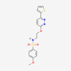4-methoxy-N-(2-((6-(thiophen-2-yl)pyridazin-3-yl)oxy)ethyl)benzenesulfonamide