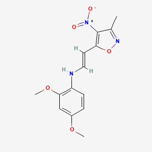 2,4-dimethoxy-N-[(E)-2-(3-methyl-4-nitro-1,2-oxazol-5-yl)ethenyl]aniline