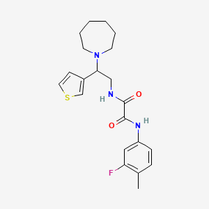 N1-(2-(azepan-1-yl)-2-(thiophen-3-yl)ethyl)-N2-(3-fluoro-4-methylphenyl)oxalamide