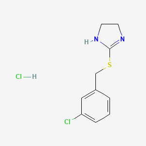 molecular formula C10H12Cl2N2S B2792614 2-[(3-chlorobenzyl)thio]-4,5-dihydro-1H-imidazole hydrochloride CAS No. 258347-64-7