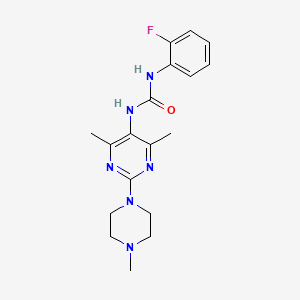 molecular formula C18H23FN6O B2792617 1-(4,6-Dimethyl-2-(4-methylpiperazin-1-yl)pyrimidin-5-yl)-3-(2-fluorophenyl)urea CAS No. 1448036-17-6