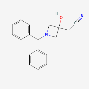 molecular formula C18H18N2O B2792620 2-(1-Benzhydryl-3-hydroxyazetidin-3-yl)acetonitrile CAS No. 2138205-34-0