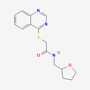 molecular formula C15H17N3O2S B2792629 2-(quinazolin-4-ylthio)-N-((tetrahydrofuran-2-yl)methyl)acetamide CAS No. 734538-39-7