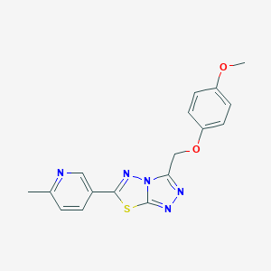 molecular formula C17H15N5O2S B279263 3-[(4-Methoxyphenoxy)methyl]-6-(6-methyl-3-pyridinyl)[1,2,4]triazolo[3,4-b][1,3,4]thiadiazole 