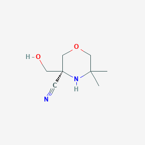 molecular formula C8H14N2O2 B2792633 3-(Hydroxymethyl)-5,5-dimethylmorpholine-3-carbonitrile CAS No. 1823894-55-8