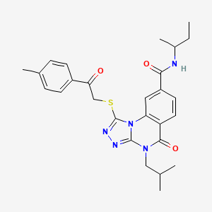 molecular formula C27H31N5O3S B2792634 N-(sec-butyl)-4-isobutyl-1-{[2-(4-methylphenyl)-2-oxoethyl]thio}-5-oxo-4,5-dihydro[1,2,4]triazolo[4,3-a]quinazoline-8-carboxamide CAS No. 1114830-51-1