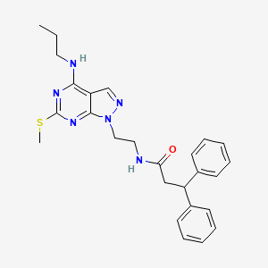 molecular formula C26H30N6OS B2792635 N-(2-(6-(methylthio)-4-(propylamino)-1H-pyrazolo[3,4-d]pyrimidin-1-yl)ethyl)-3,3-diphenylpropanamide CAS No. 954076-10-9