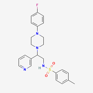 molecular formula C24H27FN4O2S B2792637 N-[2-[4-(4-fluorophenyl)piperazin-1-yl]-2-pyridin-3-ylethyl]-4-methylbenzenesulfonamide CAS No. 863586-69-0