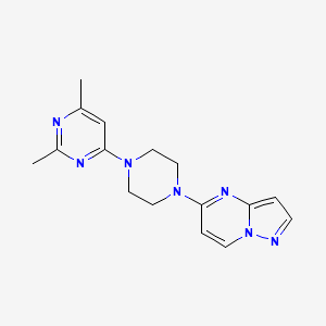 molecular formula C16H19N7 B2792638 5-[4-(2,6-Dimethylpyrimidin-4-yl)piperazin-1-yl]pyrazolo[1,5-a]pyrimidine CAS No. 2415620-54-9