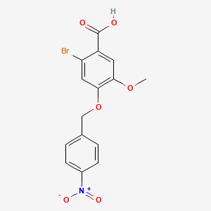 molecular formula C15H12BrNO6 B2792649 2-Bromo-5-methoxy-4-[(4-nitrobenzyl)oxy]benzoic acid CAS No. 1993249-65-2