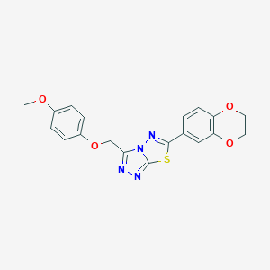 molecular formula C19H16N4O4S B279265 6-(2,3-Dihydro-1,4-benzodioxin-6-yl)-3-[(4-methoxyphenoxy)methyl][1,2,4]triazolo[3,4-b][1,3,4]thiadiazole 