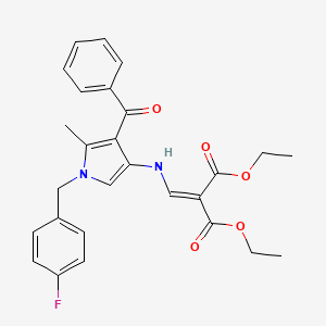 molecular formula C27H27FN2O5 B2792653 diethyl 2-({[4-benzoyl-1-(4-fluorobenzyl)-5-methyl-1H-pyrrol-3-yl]amino}methylene)malonate CAS No. 338791-56-3