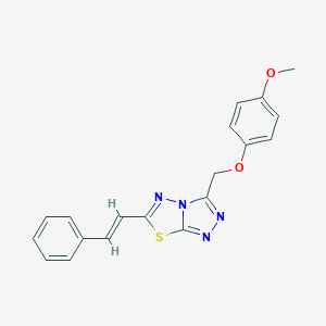molecular formula C19H16N4O2S B279266 3-[(4-Methoxyphenoxy)methyl]-6-(2-phenylvinyl)[1,2,4]triazolo[3,4-b][1,3,4]thiadiazole 