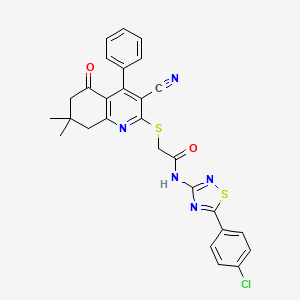 N-[5-(4-chlorophenyl)-1,2,4-thiadiazol-3-yl]-2-[(3-cyano-7,7-dimethyl-5-oxo-4-phenyl-6,8-dihydroquinolin-2-yl)sulfanyl]acetamide