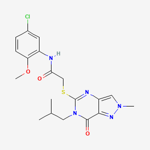 molecular formula C19H22ClN5O3S B2792686 N-(5-chloro-2-methoxyphenyl)-2-((6-isobutyl-2-methyl-7-oxo-6,7-dihydro-2H-pyrazolo[4,3-d]pyrimidin-5-yl)thio)acetamide CAS No. 1428350-38-2
