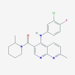 molecular formula C22H22ClFN4O B2792696 4-{[(4-chlorophenyl)sulfonyl]amino}-N-(2-ethylphenyl)piperidine-1-carboxamide CAS No. 1251623-83-2