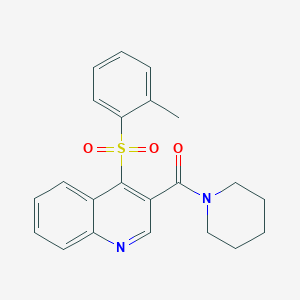 molecular formula C22H22N2O3S B2792698 Piperidin-1-yl(4-(o-tolylsulfonyl)quinolin-3-yl)methanone CAS No. 1110977-24-6