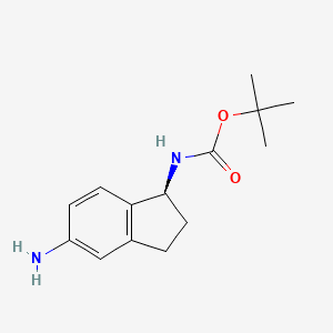 molecular formula C14H20N2O2 B2792714 tert-Butyl (S)-(5-amino-2,3-dihydro-1H-inden-1-yl)carbamate CAS No. 903558-18-9