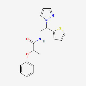 molecular formula C18H19N3O2S B2792715 N-(2-(1H-pyrazol-1-yl)-2-(thiophen-2-yl)ethyl)-2-phenoxypropanamide CAS No. 2034273-11-3