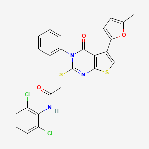 molecular formula C25H17Cl2N3O3S2 B2792724 N-(2,6-dichlorophenyl)-2-[5-(5-methylfuran-2-yl)-4-oxo-3-phenylthieno[2,3-d]pyrimidin-2-yl]sulfanylacetamide CAS No. 719280-83-8