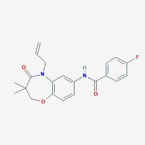 molecular formula C21H21FN2O3 B2792729 N-(5-allyl-3,3-dimethyl-4-oxo-2,3,4,5-tetrahydrobenzo[b][1,4]oxazepin-7-yl)-4-fluorobenzamide CAS No. 921561-54-8