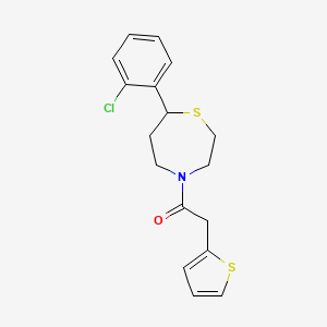 molecular formula C17H18ClNOS2 B2792744 1-(7-(2-Chlorophenyl)-1,4-thiazepan-4-yl)-2-(thiophen-2-yl)ethanone CAS No. 1797348-34-5