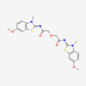 molecular formula C22H22N4O5S2 B2792748 N-(6-methoxy-3-methyl-1,3-benzothiazol-2-ylidene)-2-[2-[(6-methoxy-3-methyl-1,3-benzothiazol-2-ylidene)amino]-2-oxoethoxy]acetamide CAS No. 850782-16-0