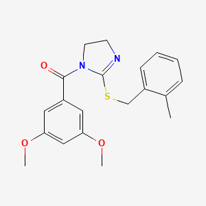 molecular formula C20H22N2O3S B2792809 (3,5-Dimethoxyphenyl)-[2-[(2-methylphenyl)methylsulfanyl]-4,5-dihydroimidazol-1-yl]methanone CAS No. 851801-11-1