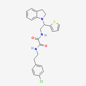 molecular formula C24H24ClN3O2S B2792819 N1-(4-chlorophenethyl)-N2-(2-(indolin-1-yl)-2-(thiophen-2-yl)ethyl)oxalamide CAS No. 898452-18-1