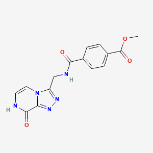molecular formula C15H13N5O4 B2792827 Methyl 4-(((8-hydroxy-[1,2,4]triazolo[4,3-a]pyrazin-3-yl)methyl)carbamoyl)benzoate CAS No. 2034596-01-3